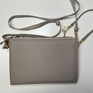 DAGNE DOVER Crossbody Bag Taupe Coated Canvas Organizer Wallet‎ OS